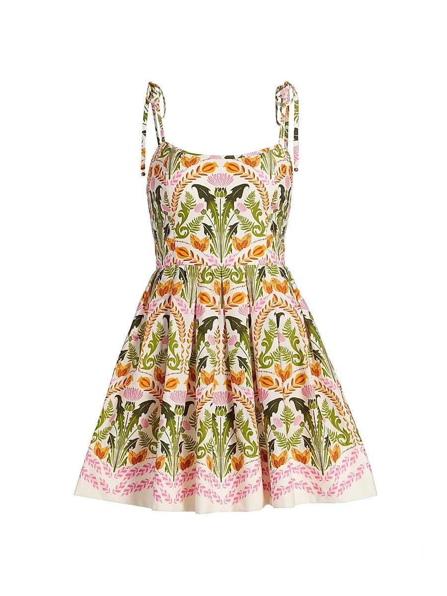 Women's Laia Printed Tie-Strap Minidress - Juniper Egret - Size 12