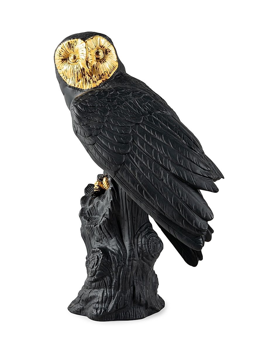 Owl Porcelain Figurine - Black