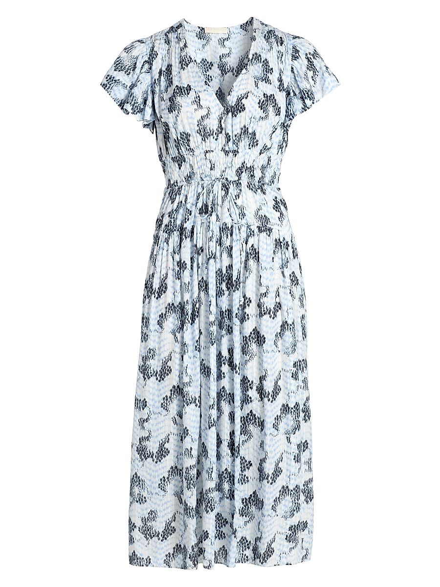 Women's Lyria Abstract Cotton-Blend Midi-Dress - Ciel - Size 12