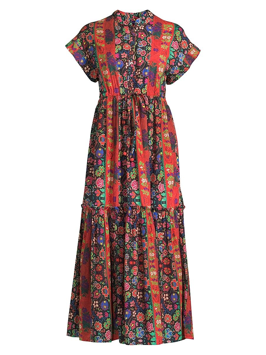 Women's Mumi Cotton Midi-Dress - Red Yeshi - Size Medium