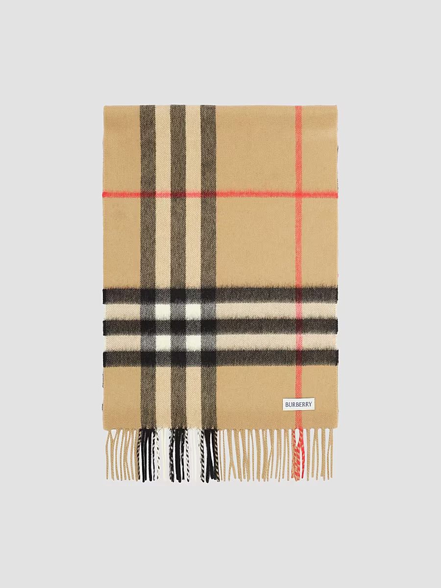 Women's Embellished Check Cashmere Scarf - Beige