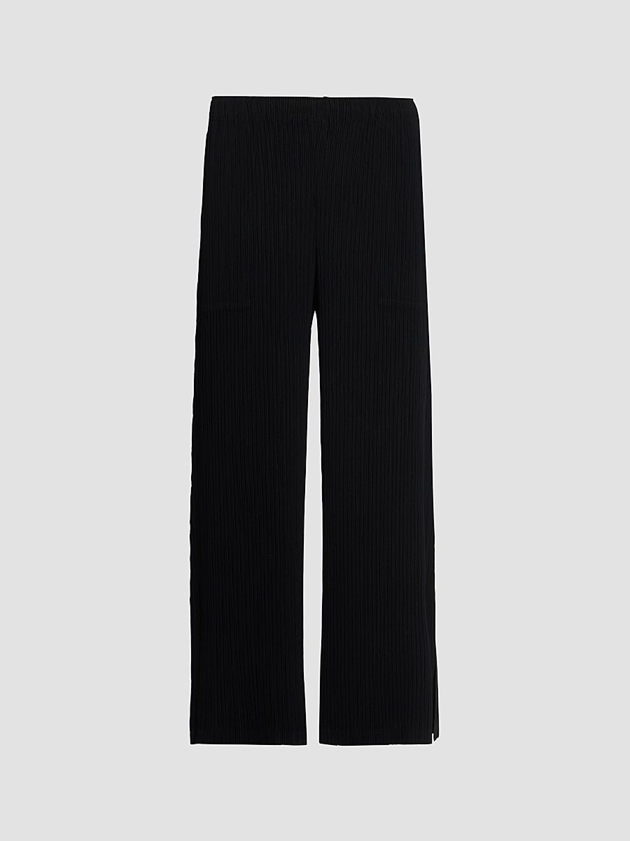 Women's Hatching Pleated Wide-Leg Pants - Black - Size XS