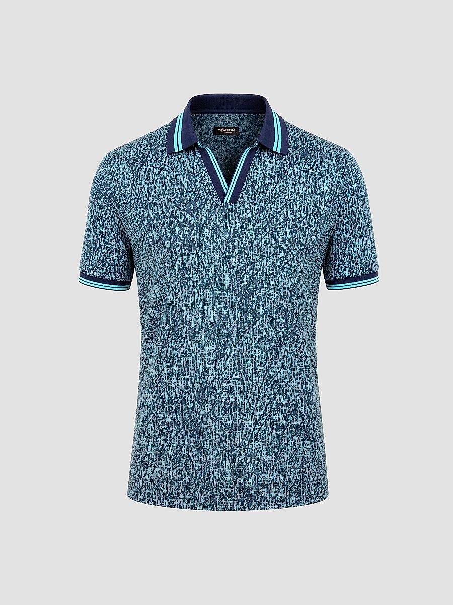 Men's Knit Polo Shirt - Blue - Size XXXXL