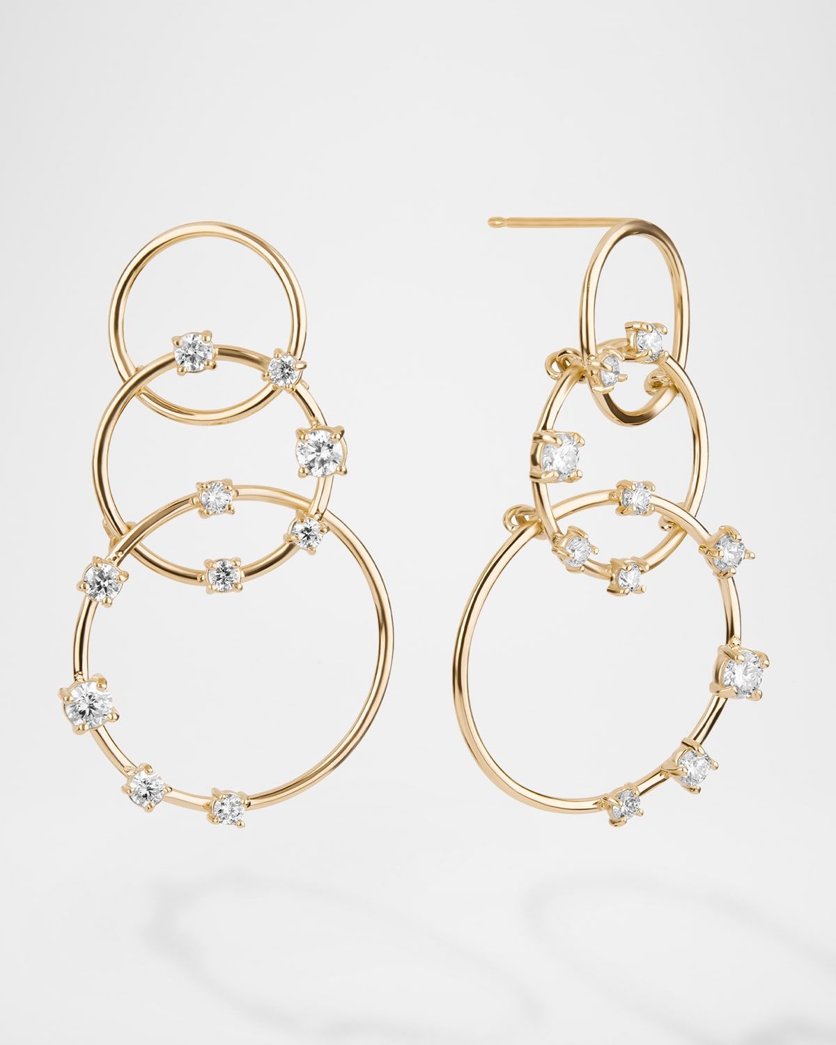 Solo 14K Yellow Gold 3-Tier Circle Earrings with Diamonds