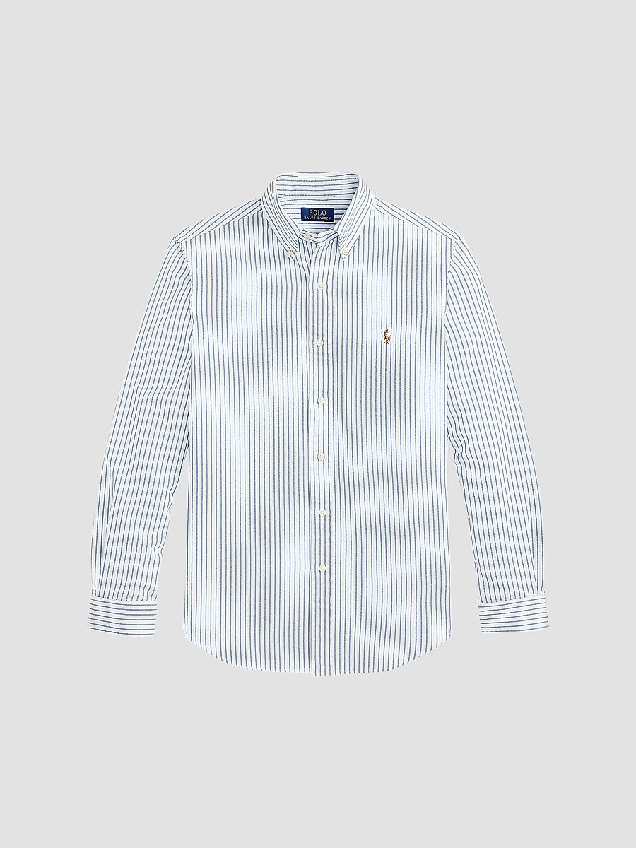 Polo Ralph Lauren Men's Seersucker Oxford Shirt - White Blue - Size XS