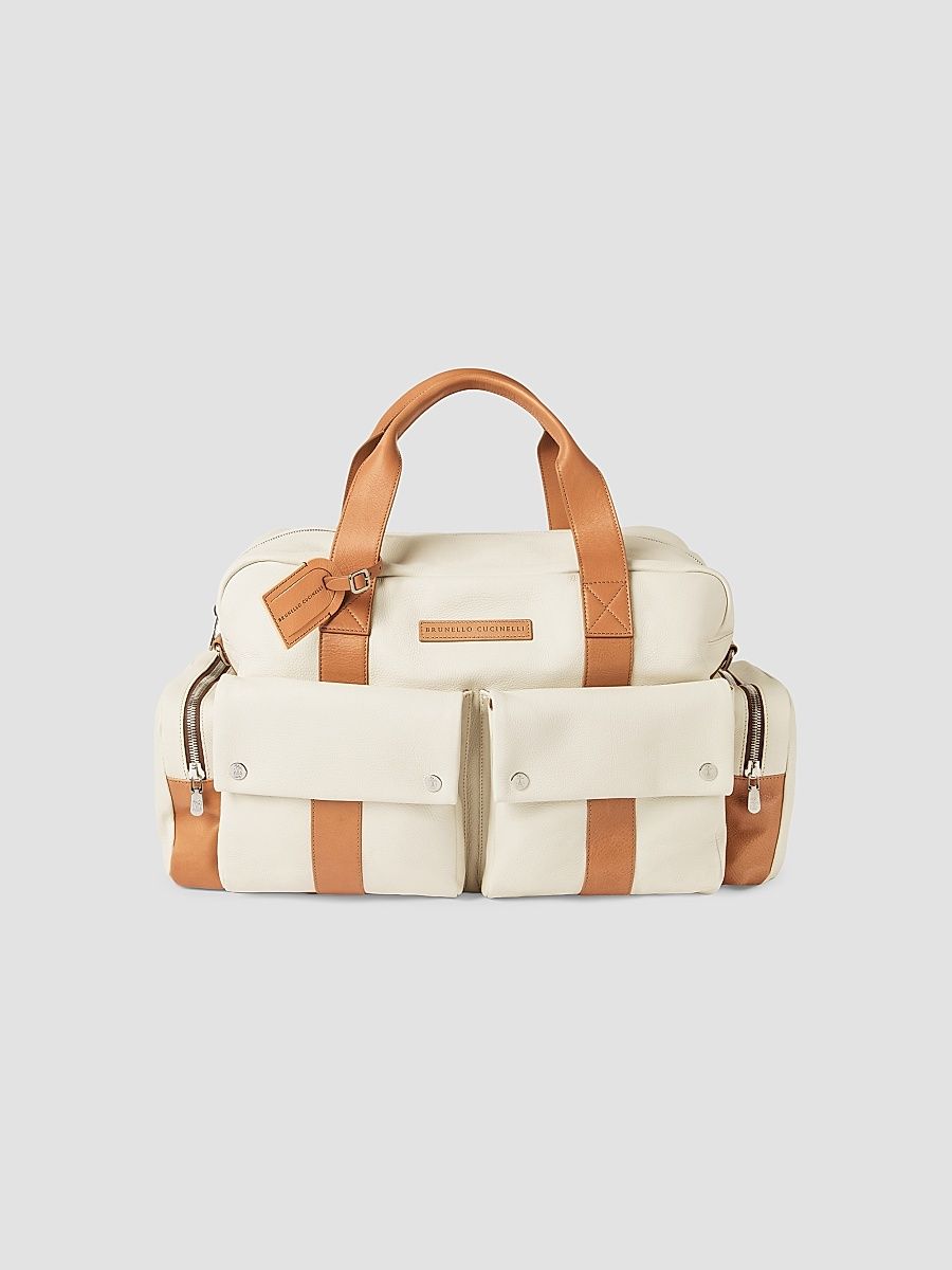 Men's Grained Calfskin Leisure Bag - Ivory