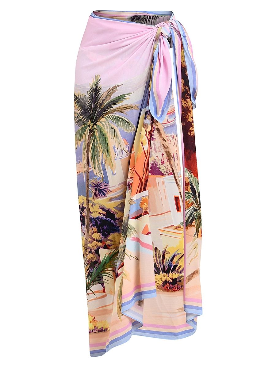 Women's Maribel Postcard-Print Long Pareo