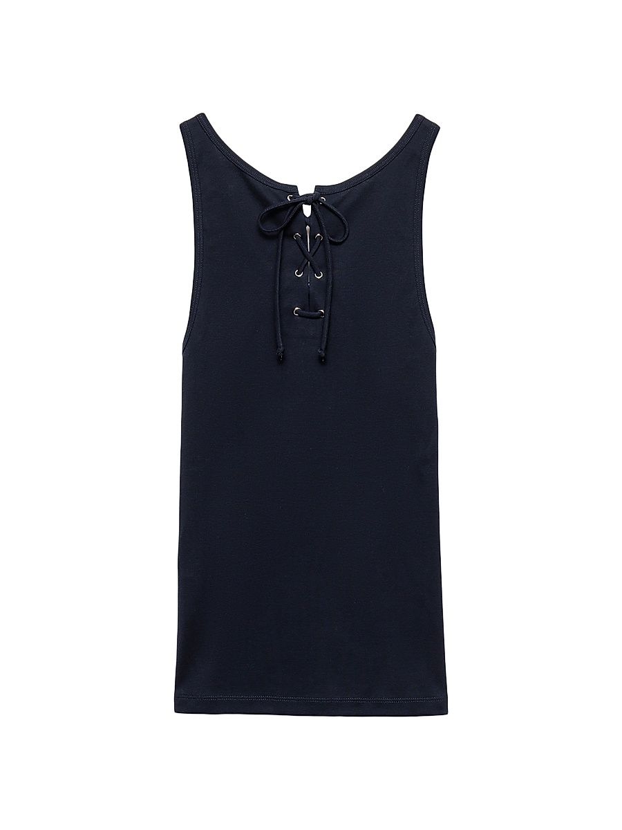 Women's Cotton Tank Top with Laces - Blue - Size 8