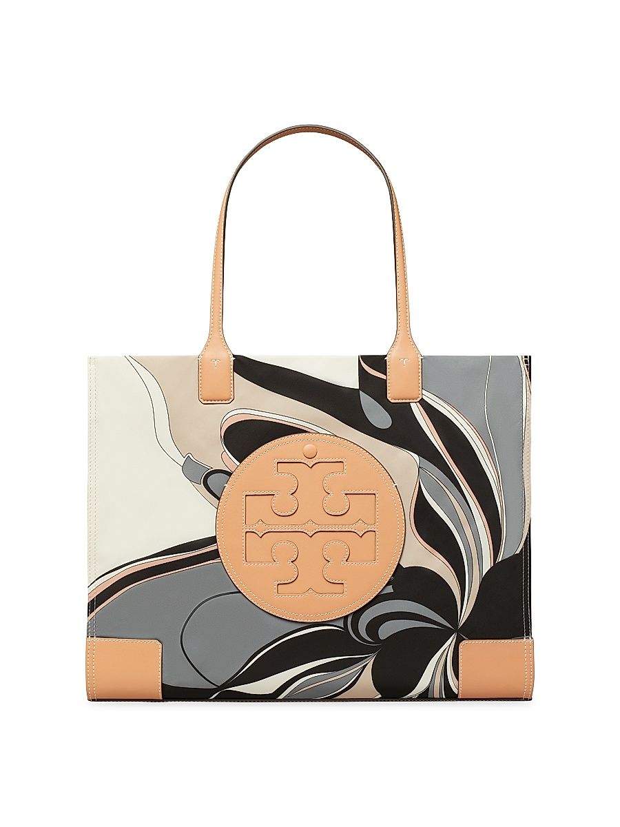 Women's Ella Printed Logo Tote Bag - Neutral Tulip Swirl