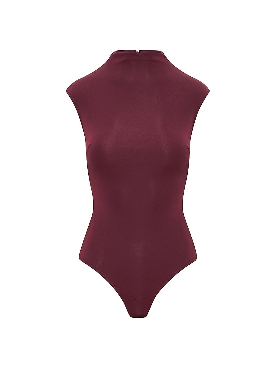 Women's Paulina Cap-Sleeve Bodysuit - Burgundy - Size Medium