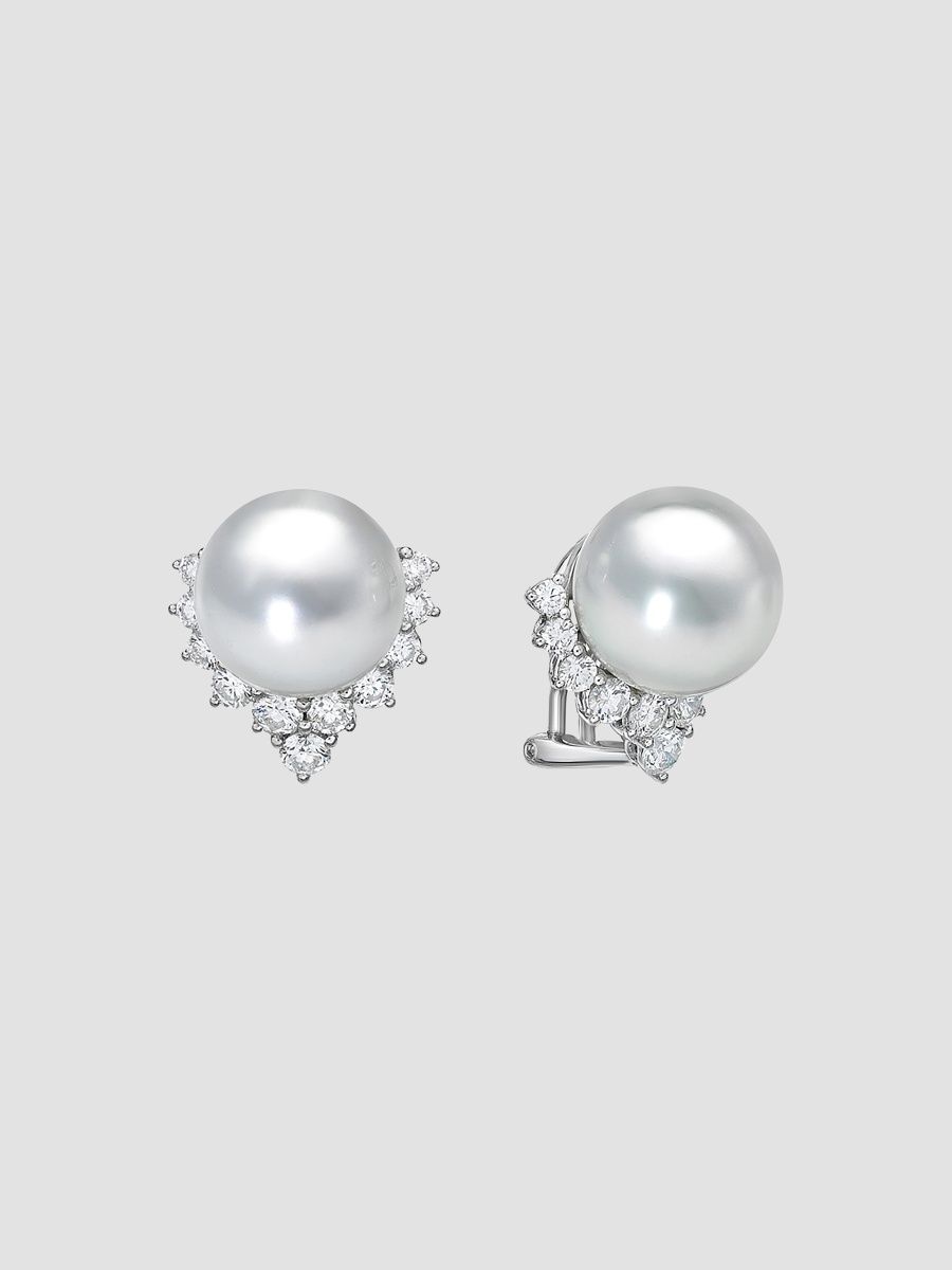 Women's 18K White Gold, South Sea Pearl & 1.68 TCW Diamond Stud Earrings - White Gold