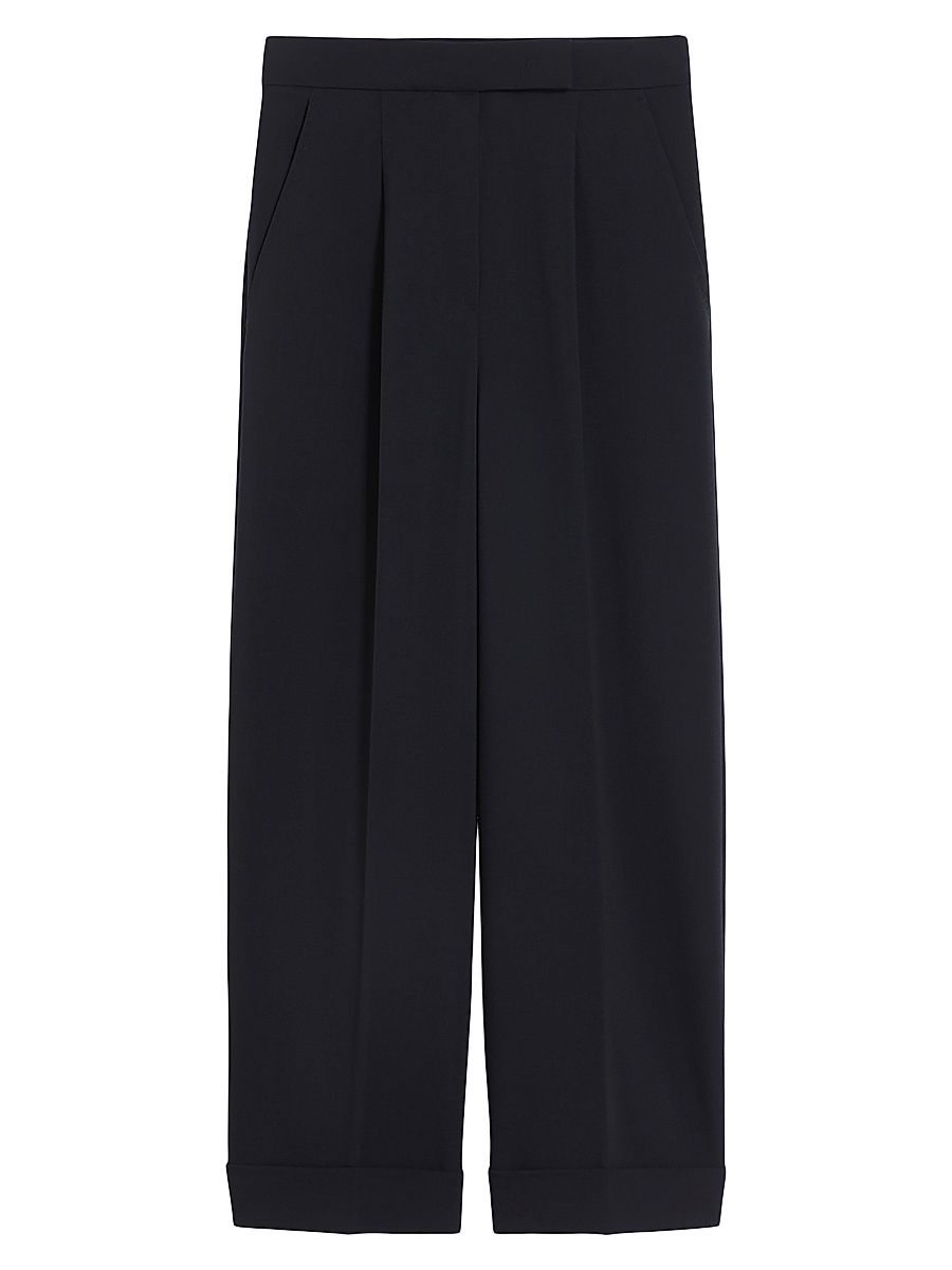 Women's High Waisted Wool Trousers - Ultramarine - Size 16