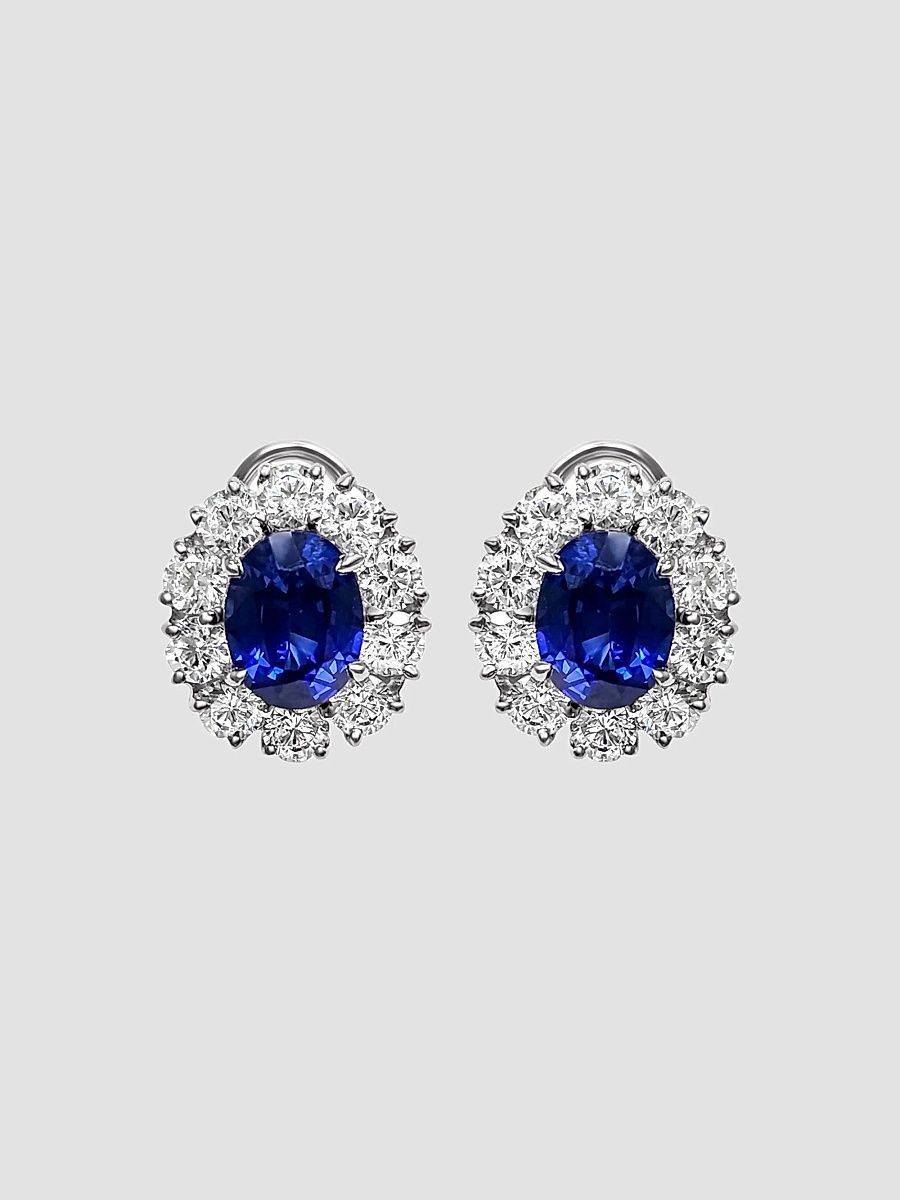 Women's Sterling Silver, 4.00 TCW Lab-Grown Blue Sapphire & 2.00 TCW Cubic Zirconia Halo Stud Earrings - Blue