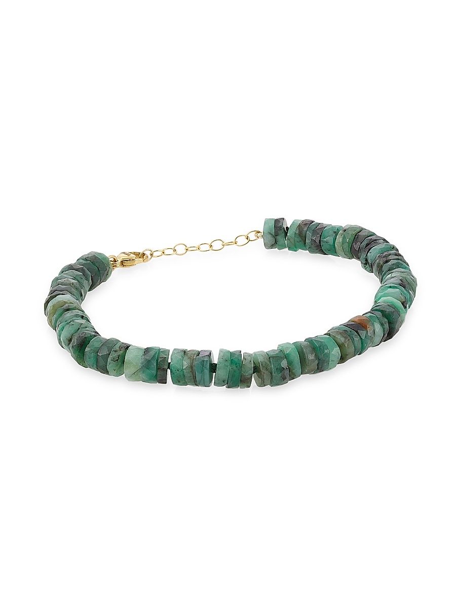 Women's Atlas 14K Yellow Gold & Emerald Beaded Bracelet - Green