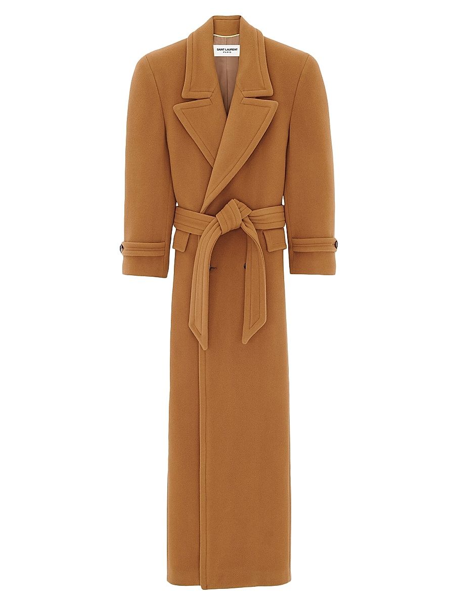Saint Laurent Women's Oversized Coat In Wool Felt - Tanin - Size 4