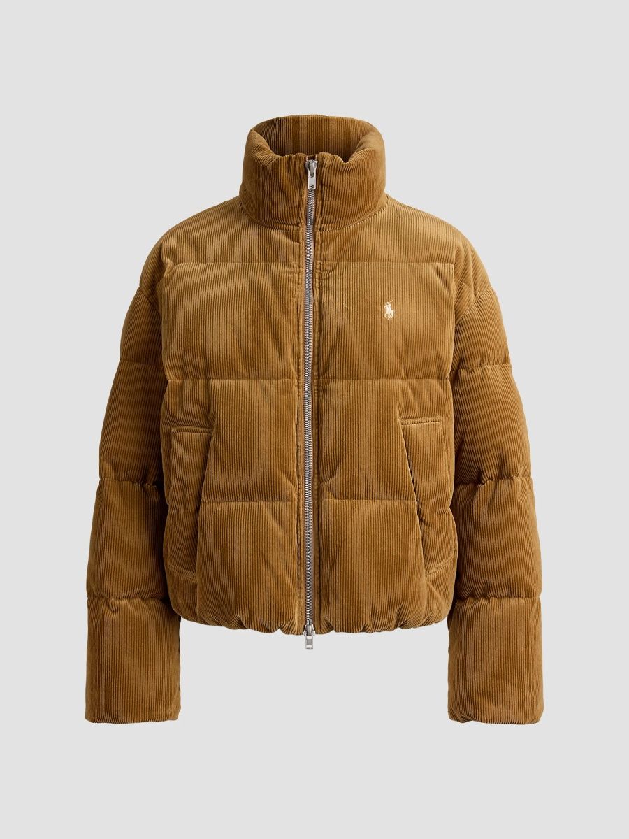 Polo Ralph Lauren Women's Corduroy Woven Down Puffer Coat - Tan - Size XS