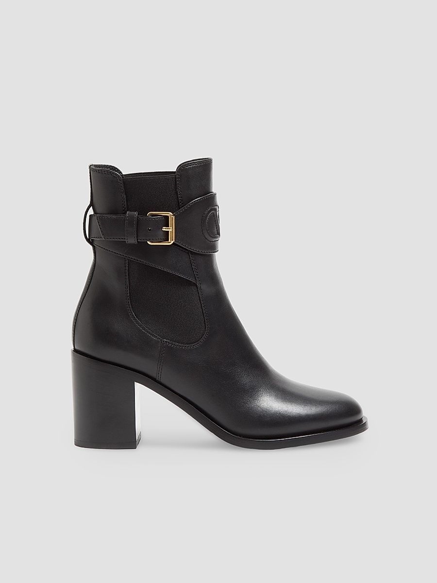 Valentino Women's VLogo 75MM Embossed Calfskin Ankle Boots - Black - Size 12