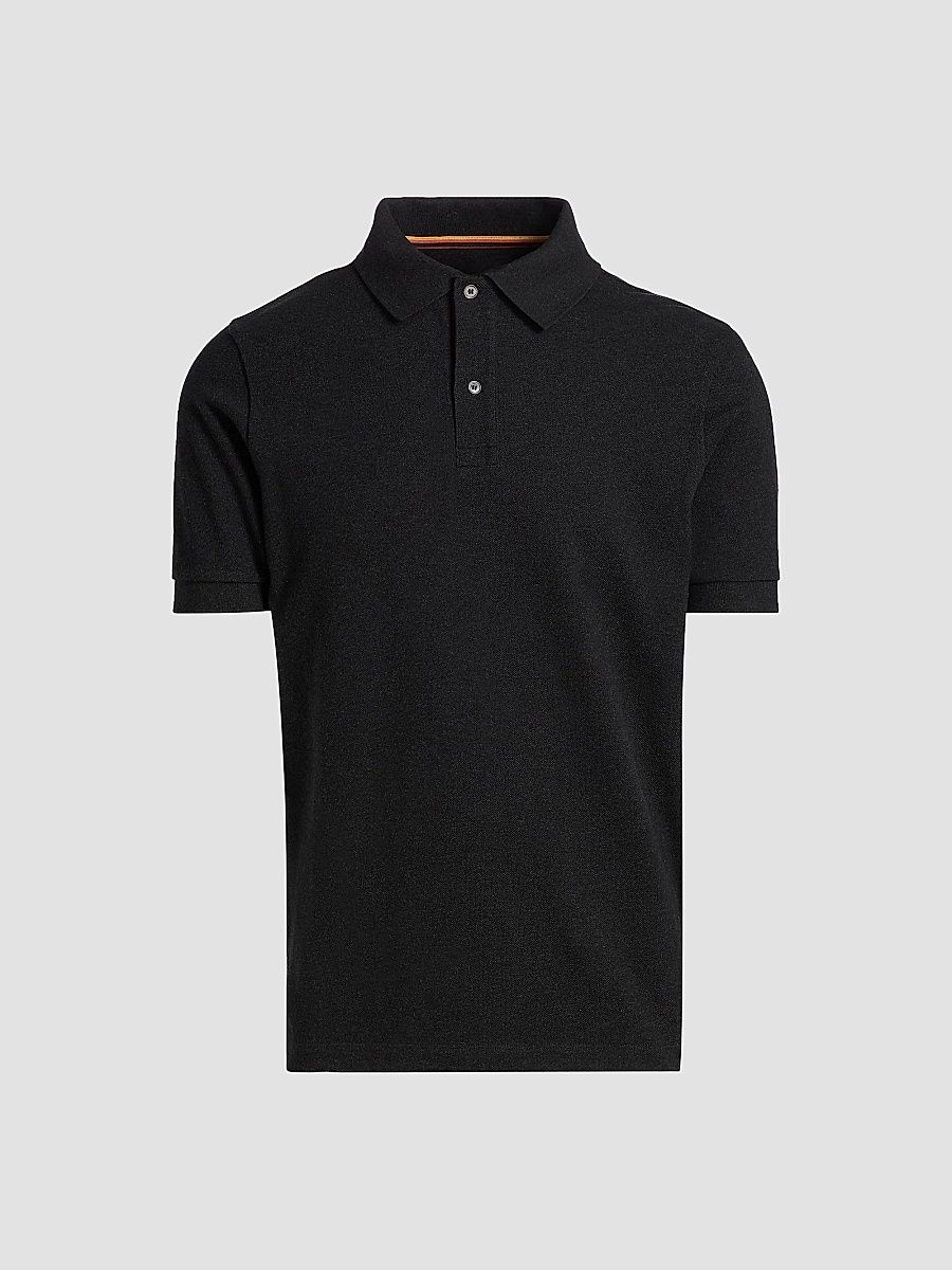 Men's Cotton Polo Shirt - Black Melange - Size XL