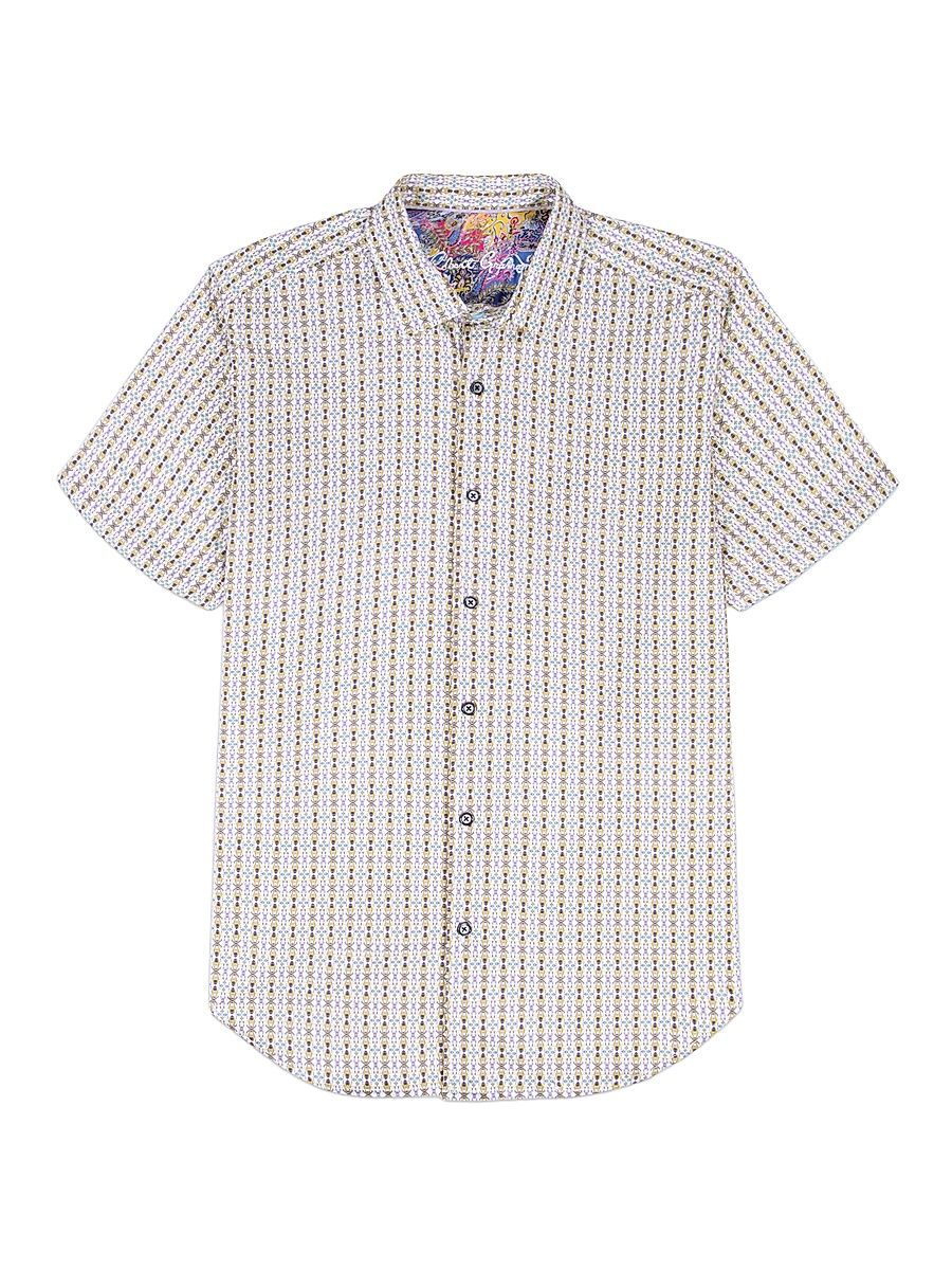 Men's Abbotswell Geometric Stretch-Cotton Short-Sleeve Shirt - Size XXXL