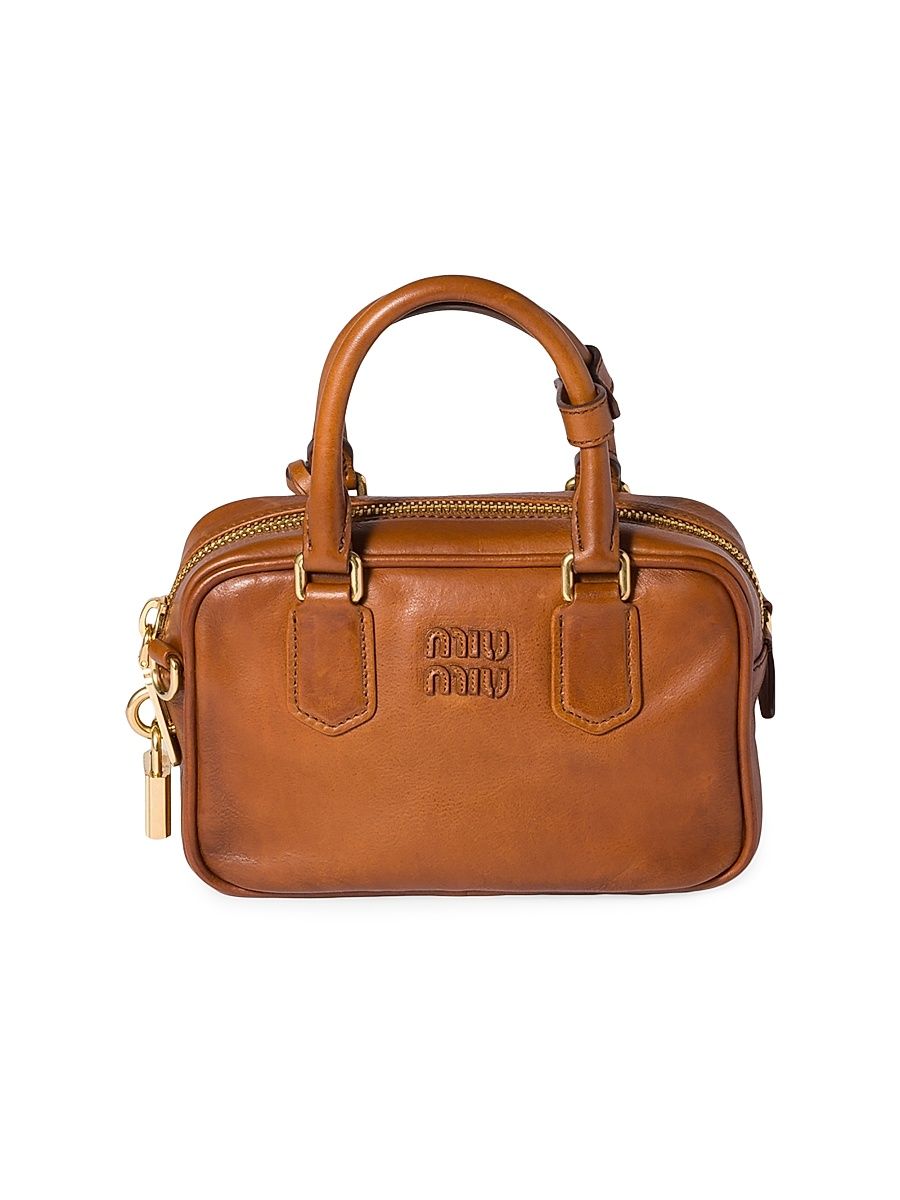 Women's Arcadie Leather Top Handle Bag - Brown