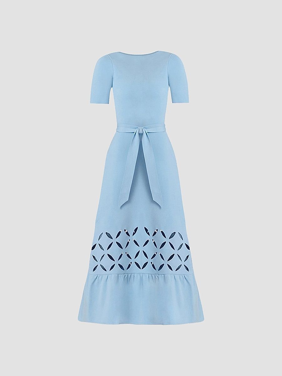 Shoshanna Women's Pendelton A-Line Midi-Dress - Sky Blue - Size XL