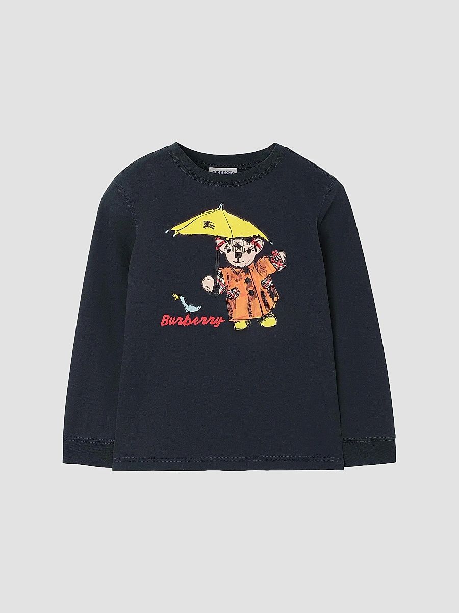 Boy's Kooper Teddy Bear Cotton Sweatshirt - Navy Black - Size 10