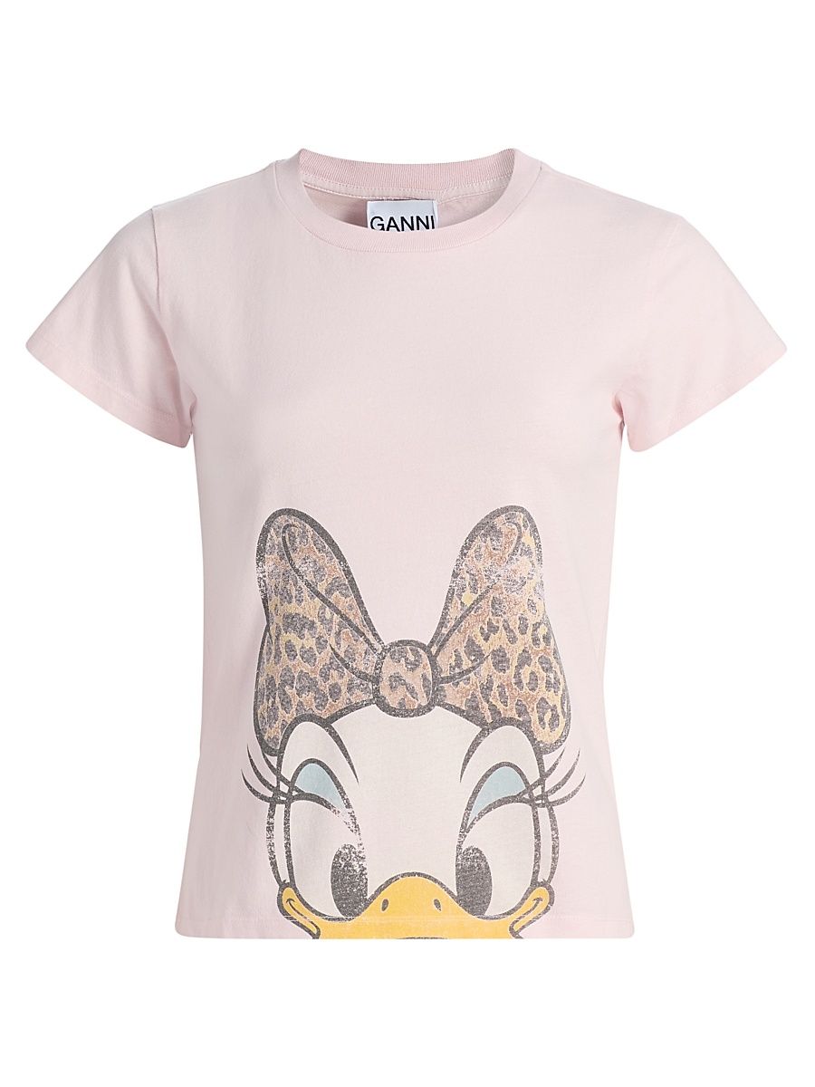 Women's Daisy Cotton Jersey T-Shirt - Chalk Pink - Size XL