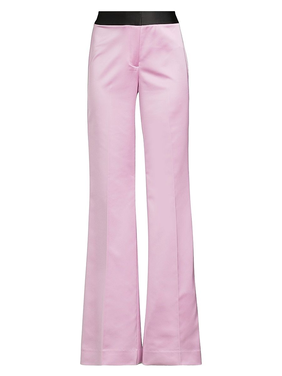 Women's Karina Wide-Leg Satin Pants - Pink Pastel Black - Size 10