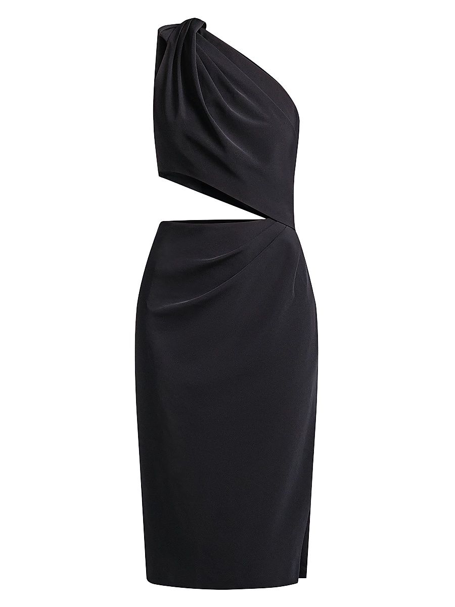 Women's Isabel Cut-Out One-Shoulder Midi Dress - Black - Size 14