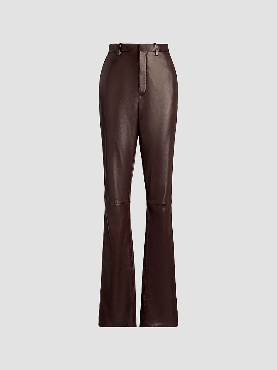 Women's Banbury Leather Slim-Fit Pants - Brown - Size 8
