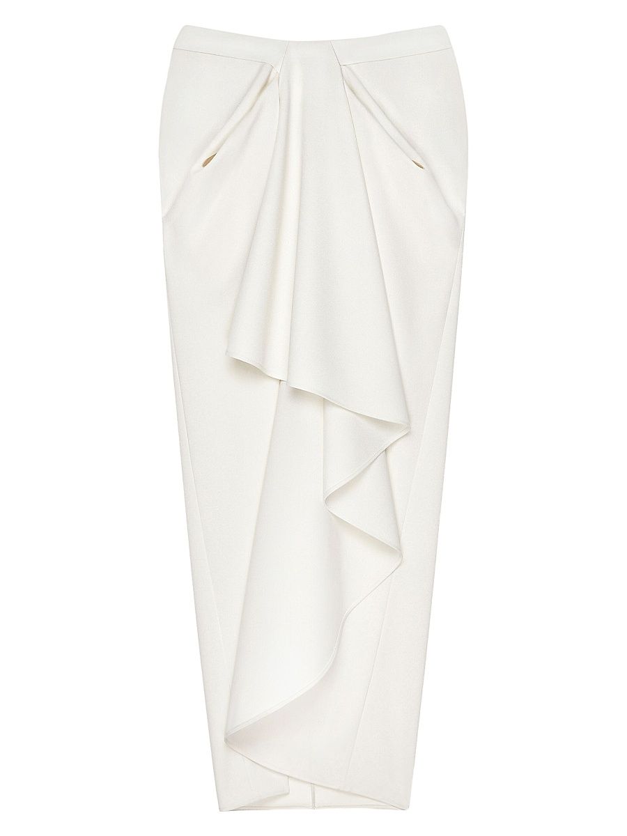 Women's Long Wrapped Skirt in Wool and Mohair - White - Size 2