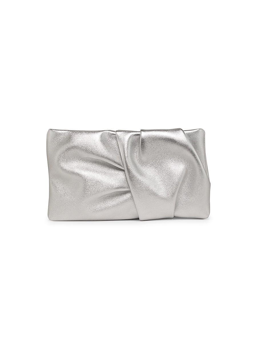 Women's Bonny Metallic Leather Clutch - Silver
