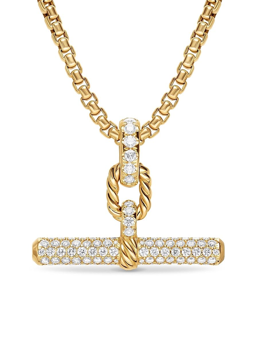Women's DY Madison Toggle Pendant in 18K Yellow Gold with Diamonds, 29MM - Diamond