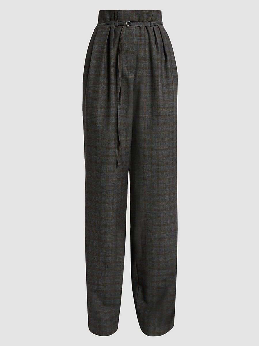 Women's Peacha Plaid Wool Pants - Brown - Size 6