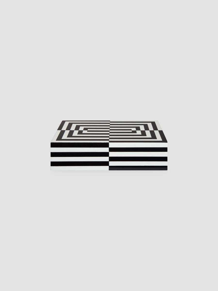 Jonathan Adler Large Op Art Lacquer Box - Black White