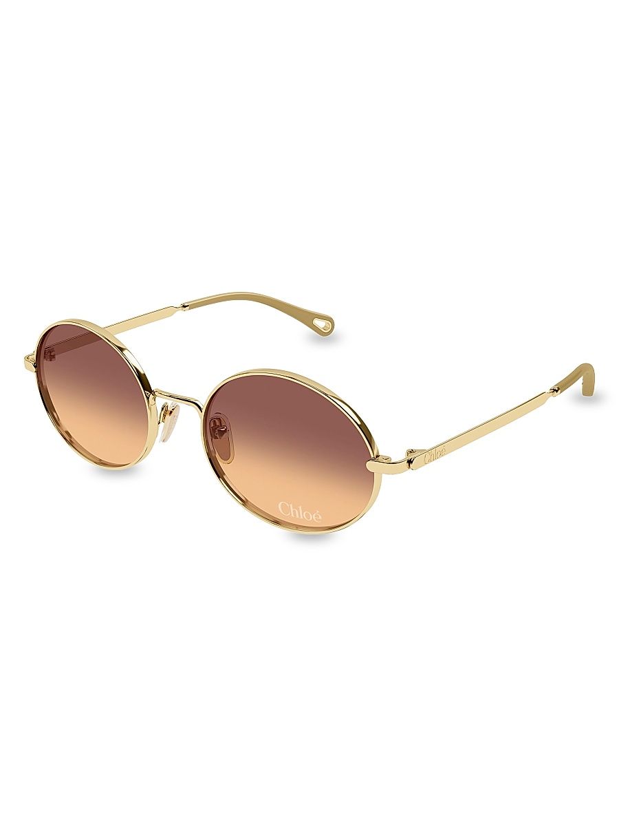 Women's Aly Petit 55MM Round Sunglasses - Gold Brown