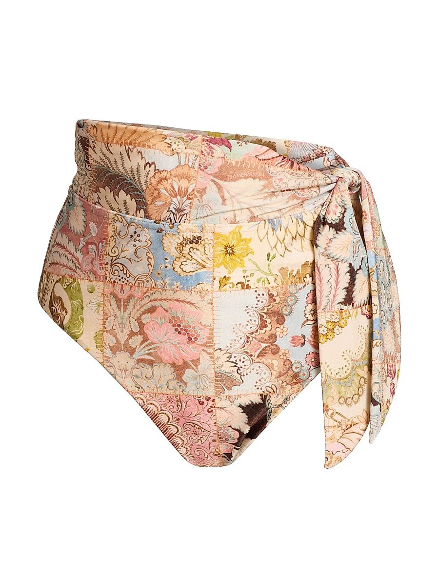 Women's Daylight Tie High-Waist Swim Bottom - Patch Multi - Size 10