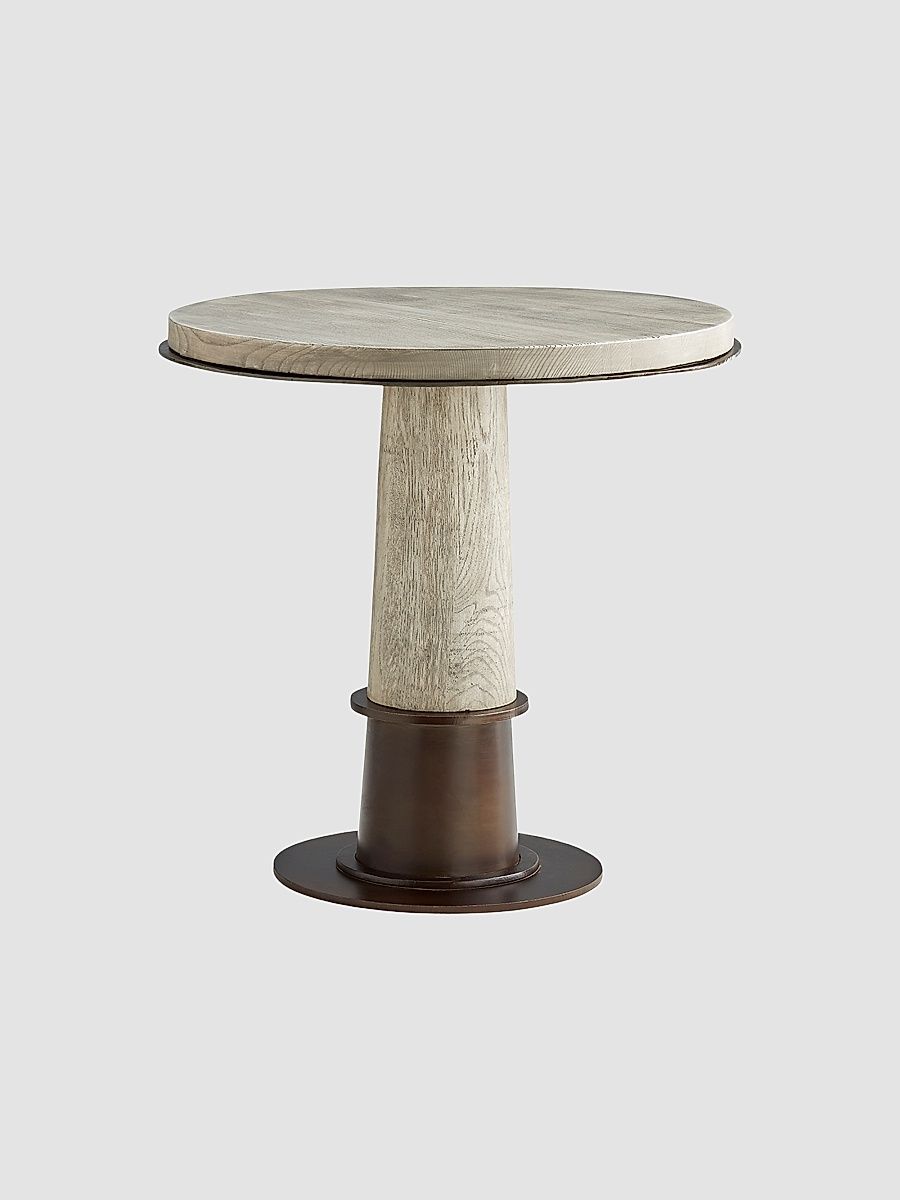Kamile Oak Wood & Iron Industrial Side Table - Gray