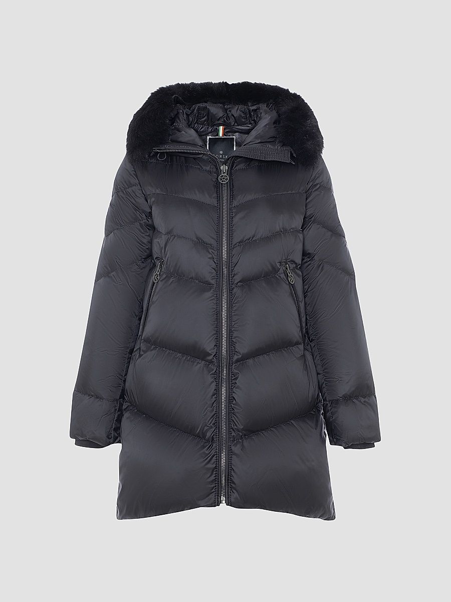 Gorski Women's Apres-Ski Parka with Detachable Toscana Lamb Hood Trim - Black - Size XS