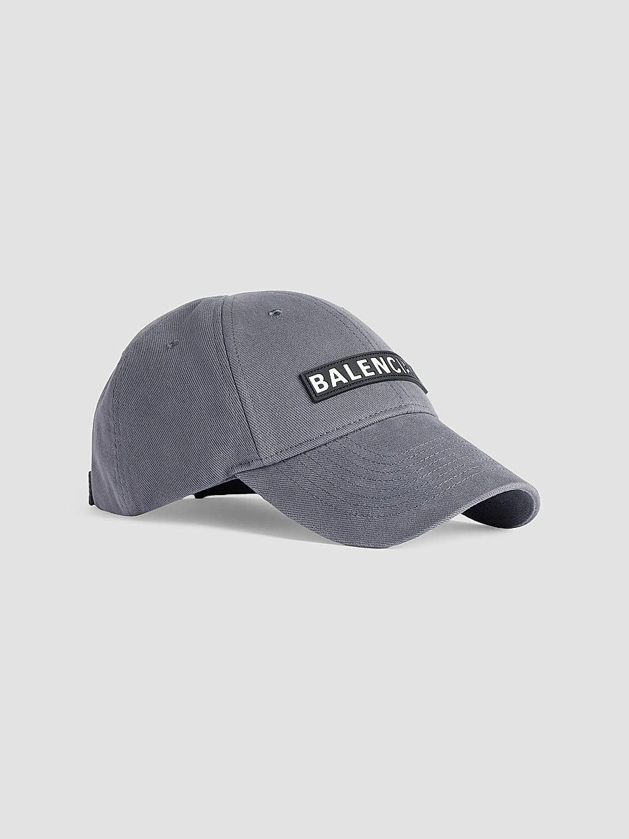 Balenciaga Men's Patch Cap - Grey - Size Medium