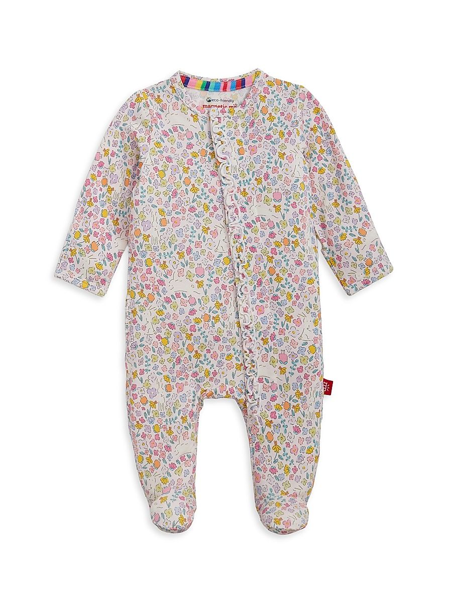 Baby Girl's Bunny Blossom Magnetic Ruffle Footie - Bunny - Size Newborn