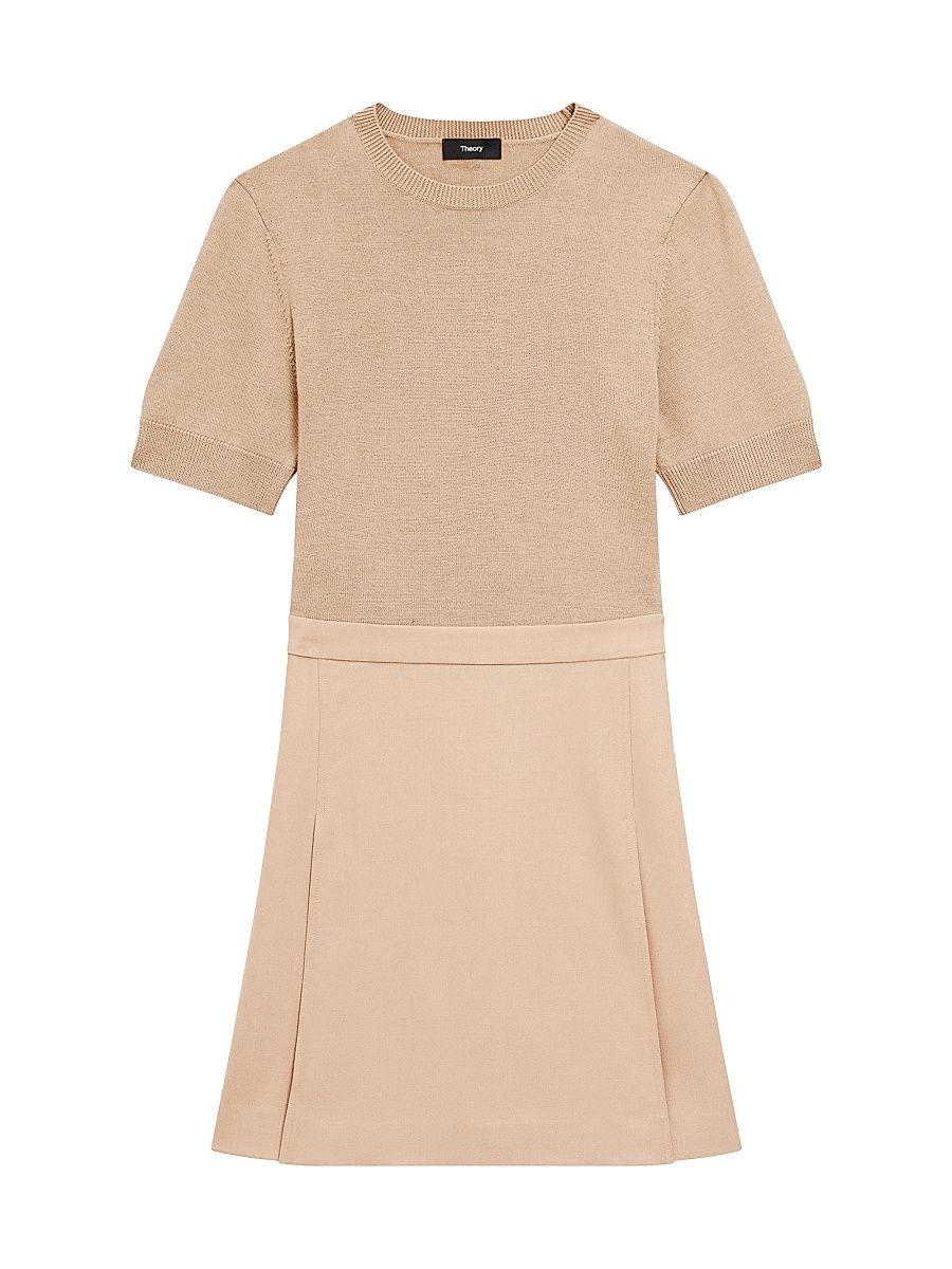 Women's Wool-Blend Combo Minidress - New Camel - Size 12