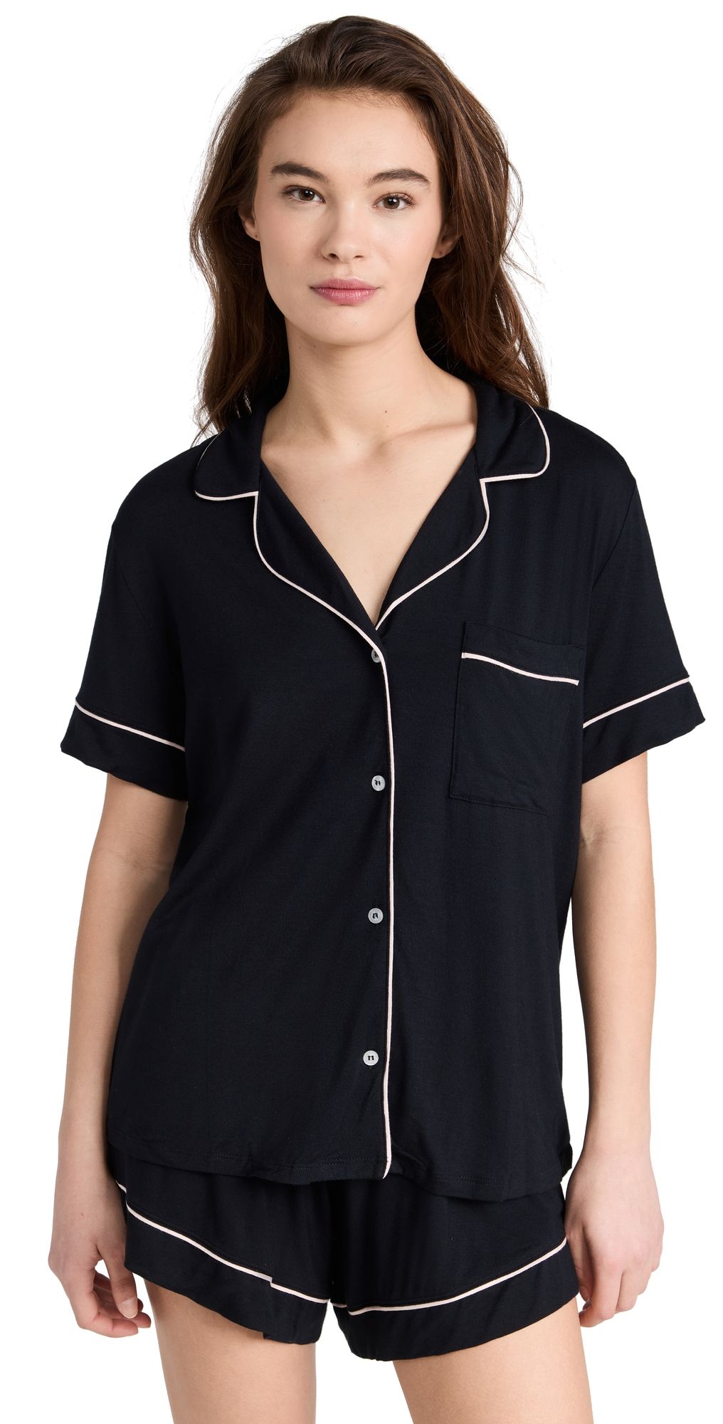 Eberjey Gisele The Relaxed Shorts Pajamas Set Ice Blue/Ivory S