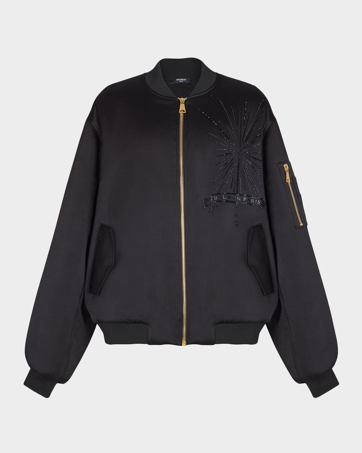 Men & apos;s Crystal-Embroidered Oversized Bomber Jacket