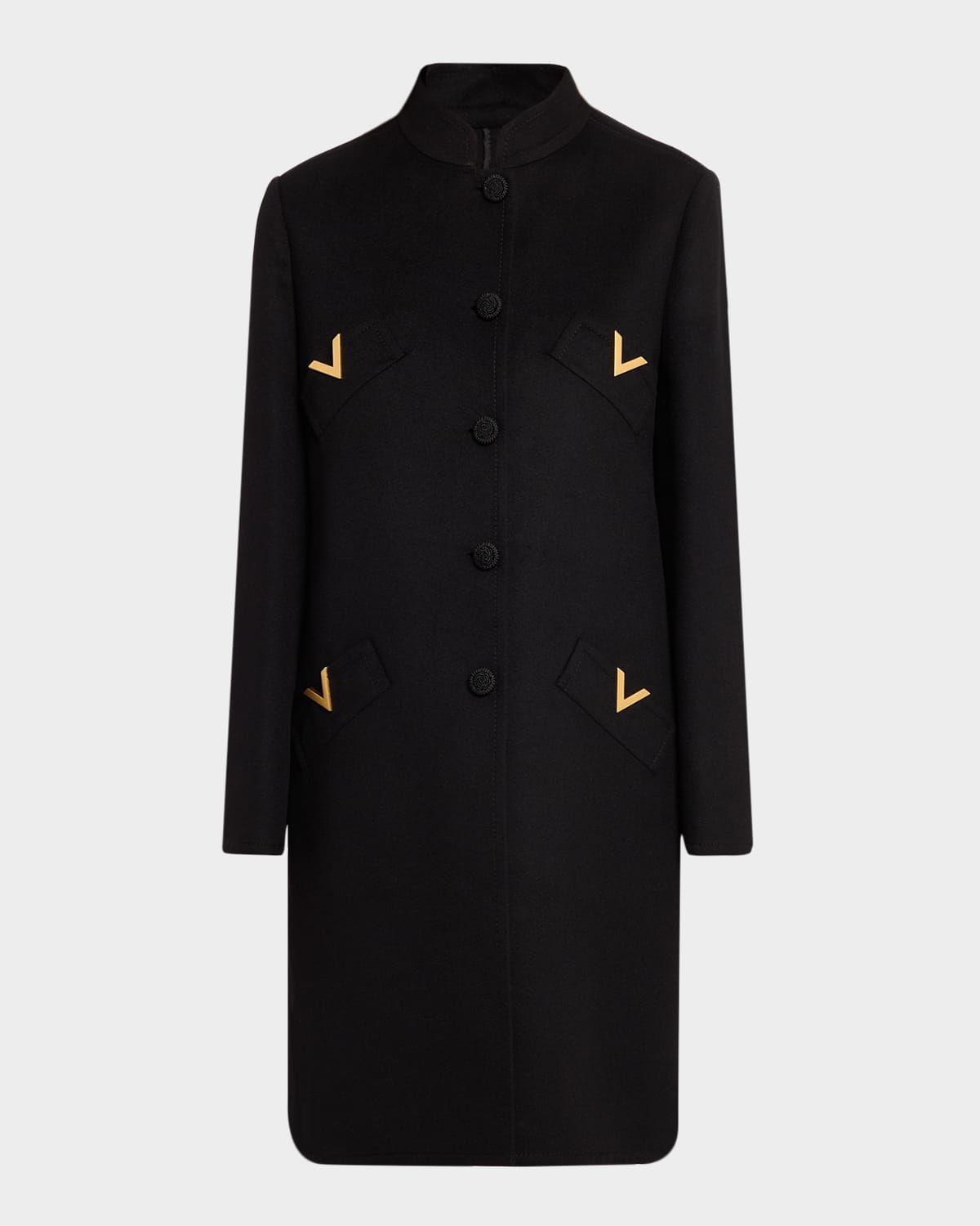VLogo Single-Breasted Wool-Cashmere Coat