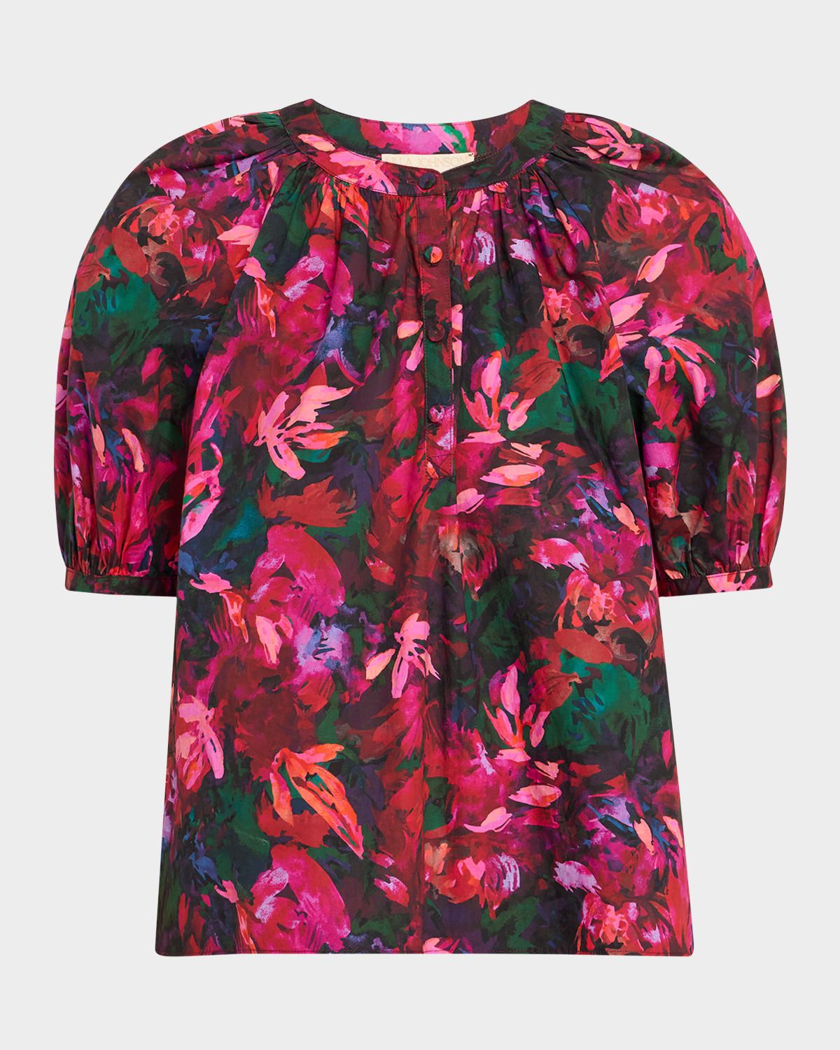 Vienne Floral Puff-Sleeve Blouse