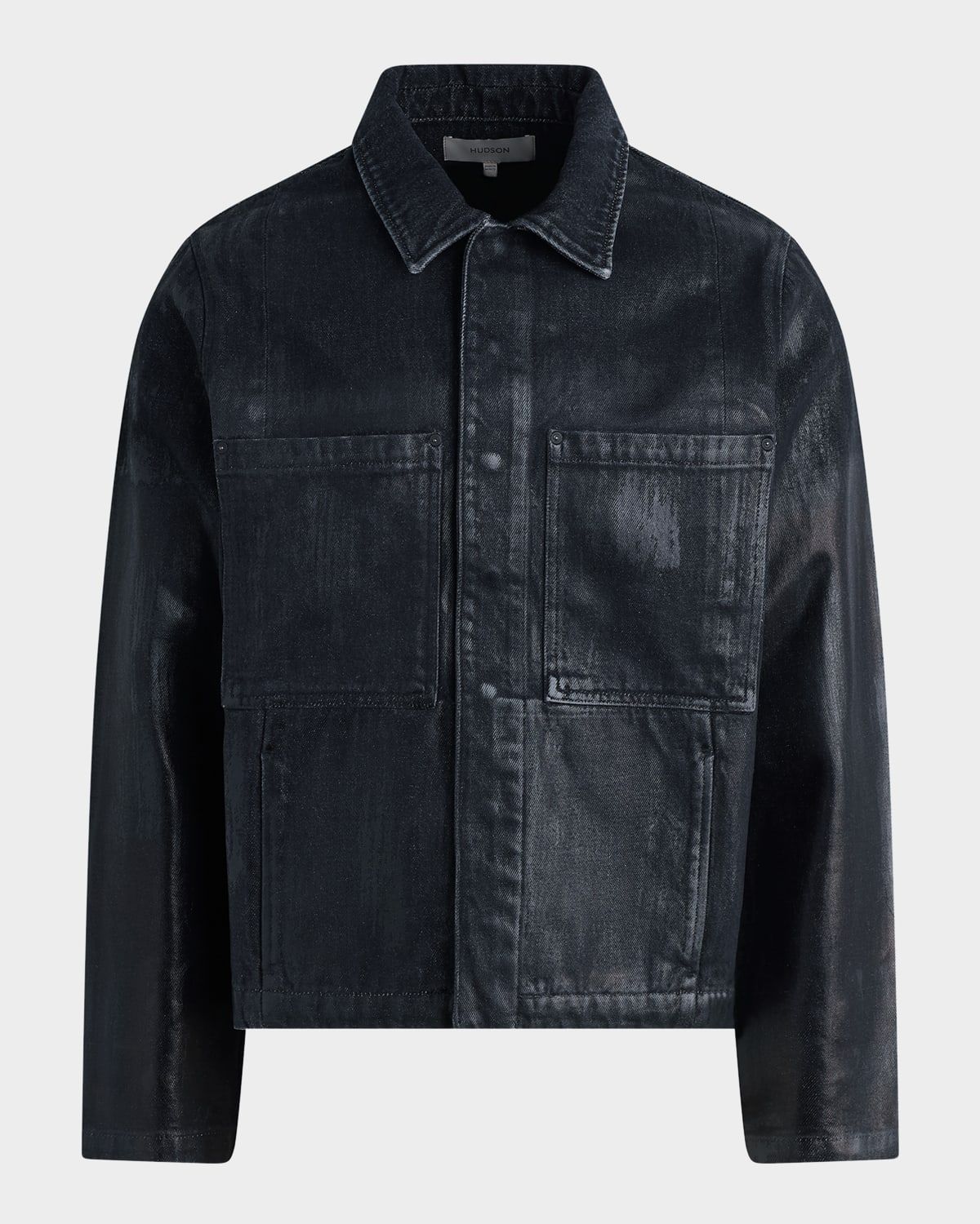 Men & apos;s Worker Coated Black Denim Jacket