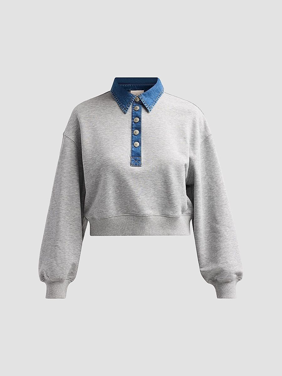 Women's Corenna Mixed-Media Sweater - Heather Grey - Size XL