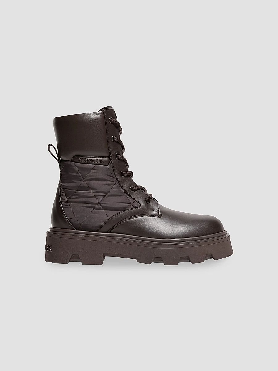 Women's Aurea Ankle Boots in Leather and Nylon - Dark Brown - Size 11