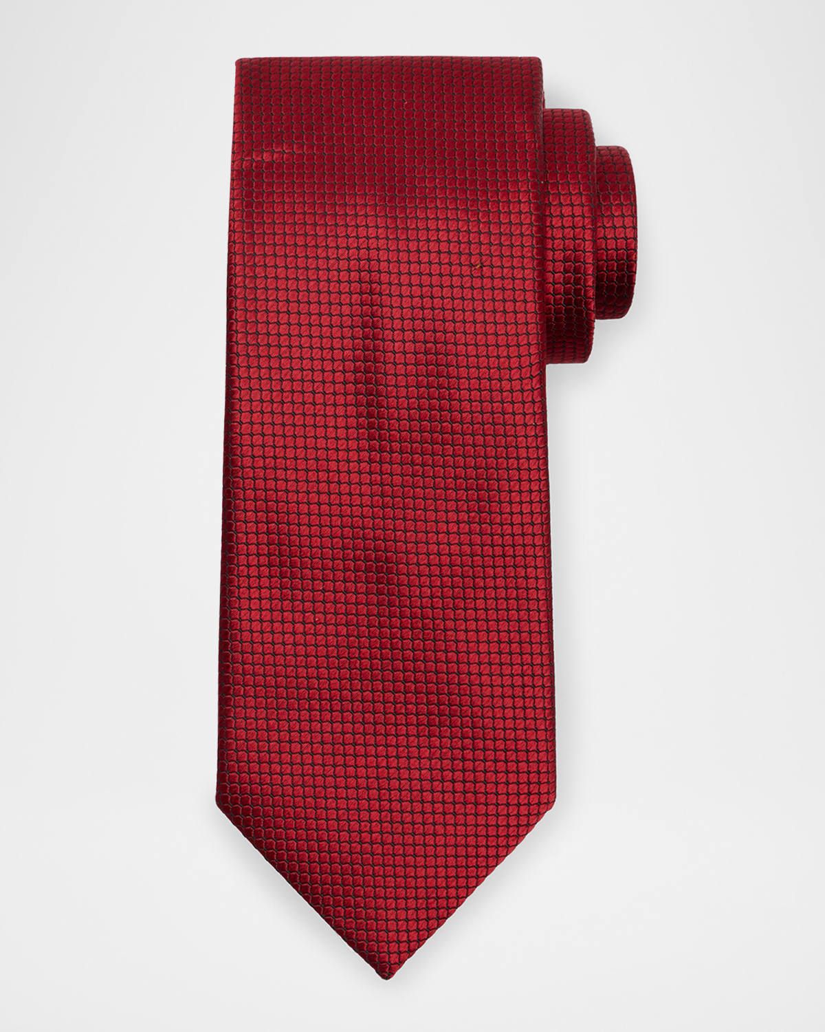 Men & apos;s Micro-Geometric Jacquard Silk Tie